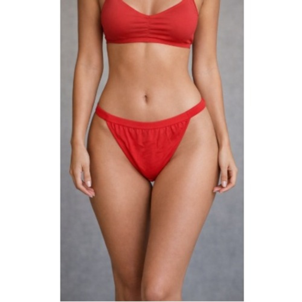 Love Loren Women's Red High Leg Libi Bikini Cheeky Bottom Size L NWT